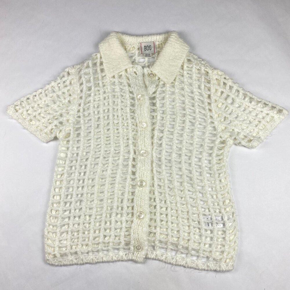 NWT Urban Outfitters BDG Osaka Knit Button Down Top Women's Size XS - White